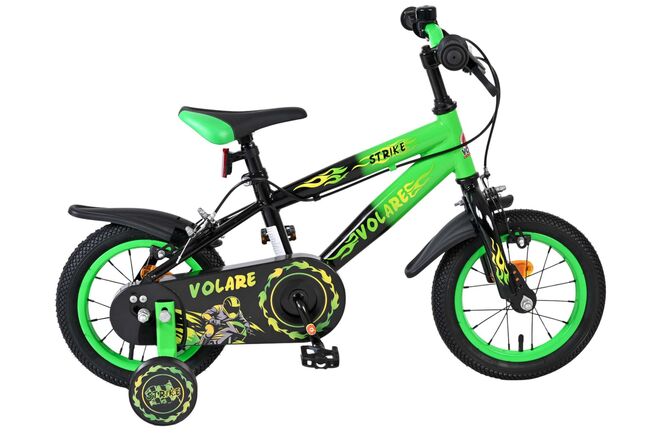 Afbeelding laden in galerijviewer, Volare strike kinderfiets - jongens - 12 inch - zwart groen - twee handremmen