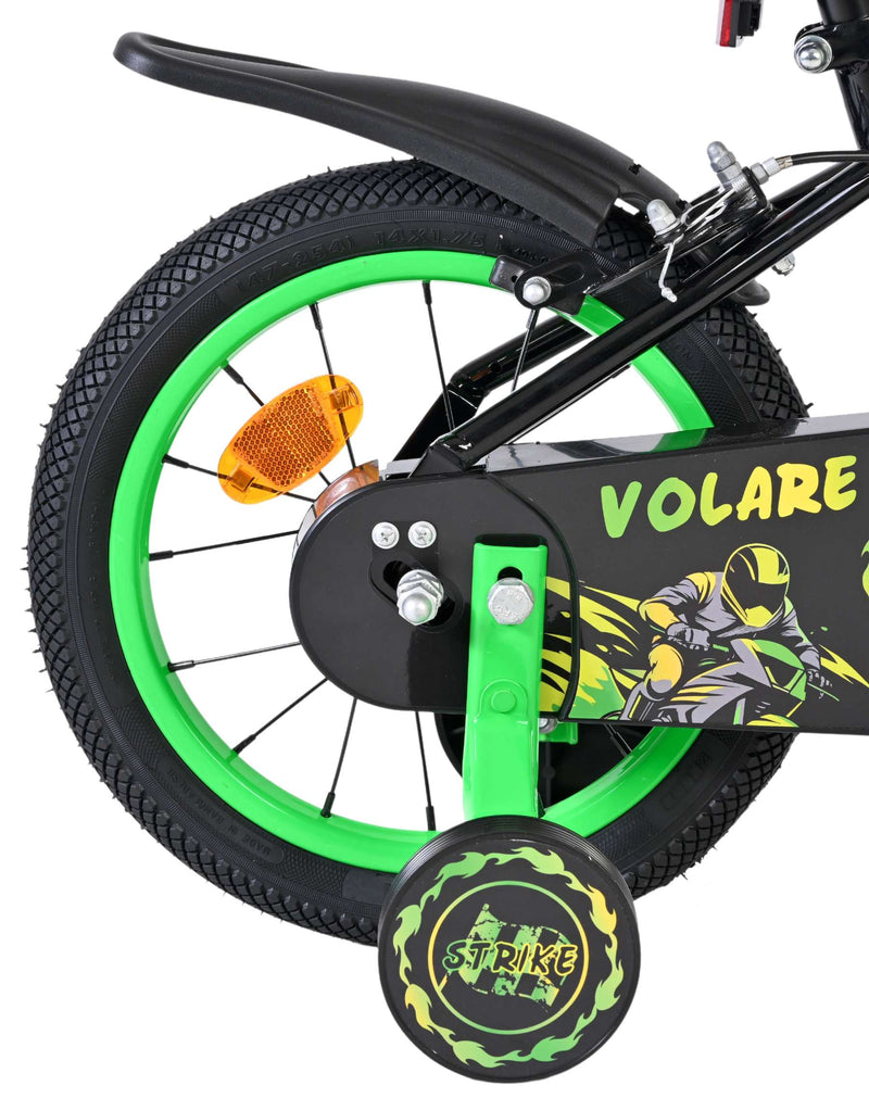Afbeelding laden in galerijviewer, Volare strike kinderfiets - jongens - 14 inch - zwart groen - twee handremmen