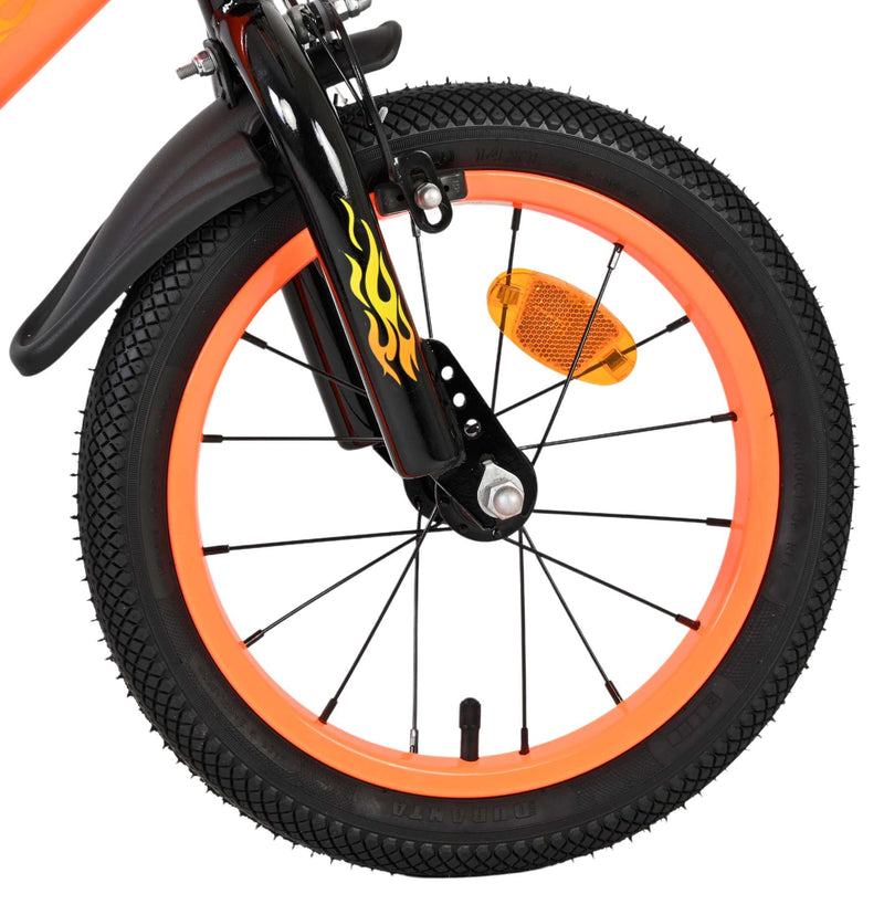 Afbeelding laden in galerijviewer, Volare strike kinderfiets - jongens - 14 inch - zwart oranje - twee handremmen