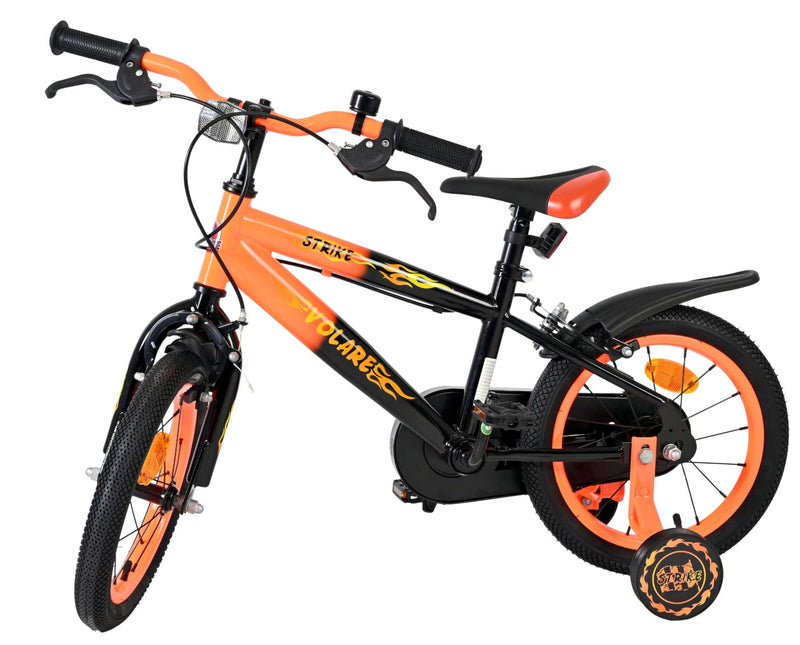 Afbeelding laden in galerijviewer, Volare strike kinderfiets - jongens - 14 inch - zwart oranje - twee handremmen