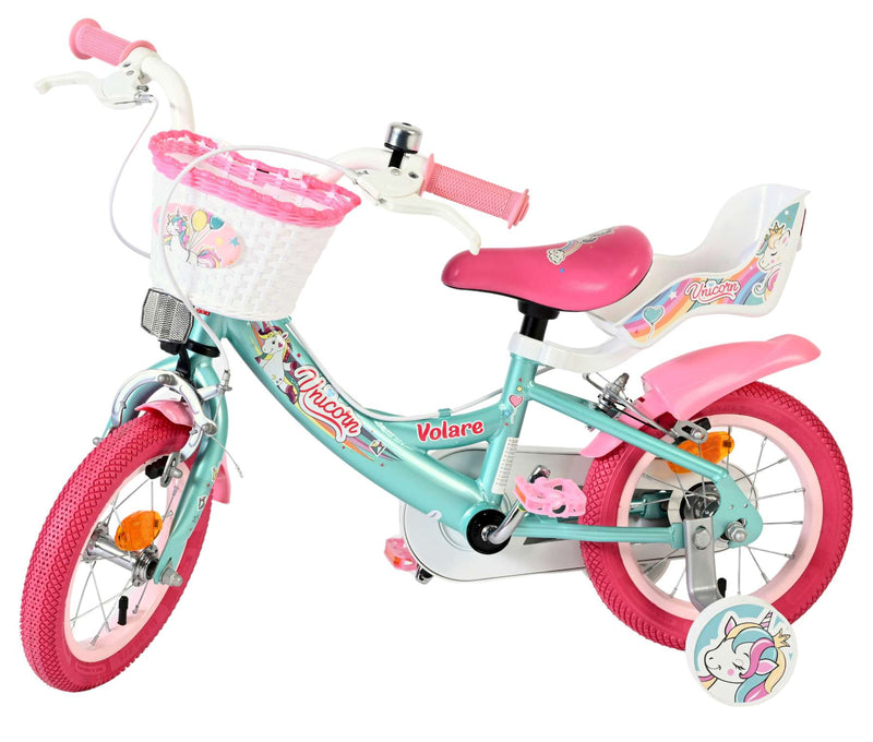 ギャラリービューアに画像をロードする, Volare unicorn kinderfiets - meisjes - 12 inch - groen - twee handremmen