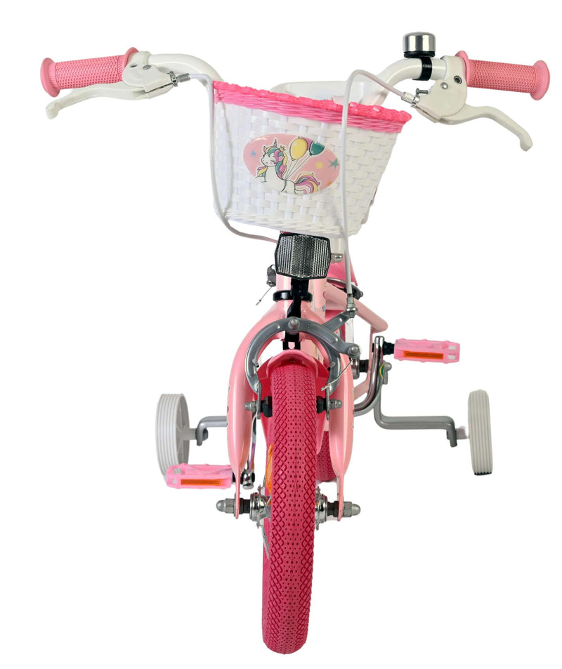 Afbeelding laden in galerijviewer, Volare unicorn kinderfiets - meisjes - 12 inch - roze - twee handremmen
