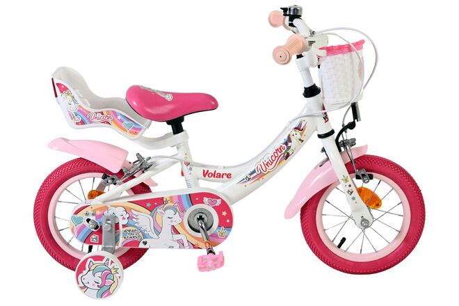 Load image into Gallery viewer, Volare unicorn kinderfiets - meisjes - 12 inch - wit - twee handremmen
