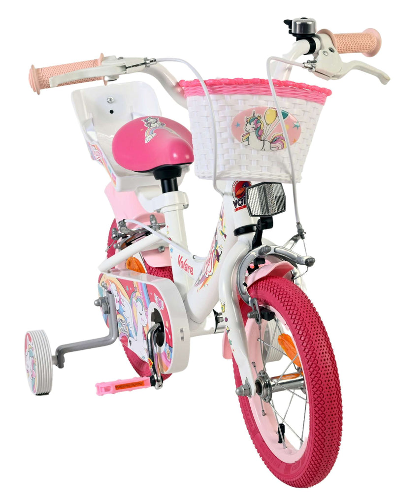 Laden Sie das Bild in Galerie -Viewer, Volare unicorn kinderfiets - meisjes - 12 inch - wit - twee handremmen