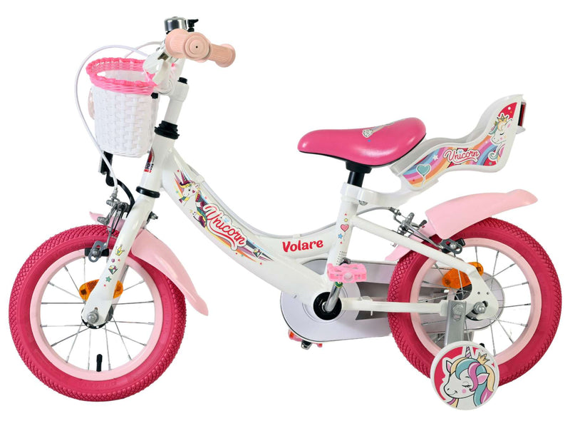 Laden Sie das Bild in Galerie -Viewer, Volare unicorn kinderfiets - meisjes - 12 inch - wit - twee handremmen