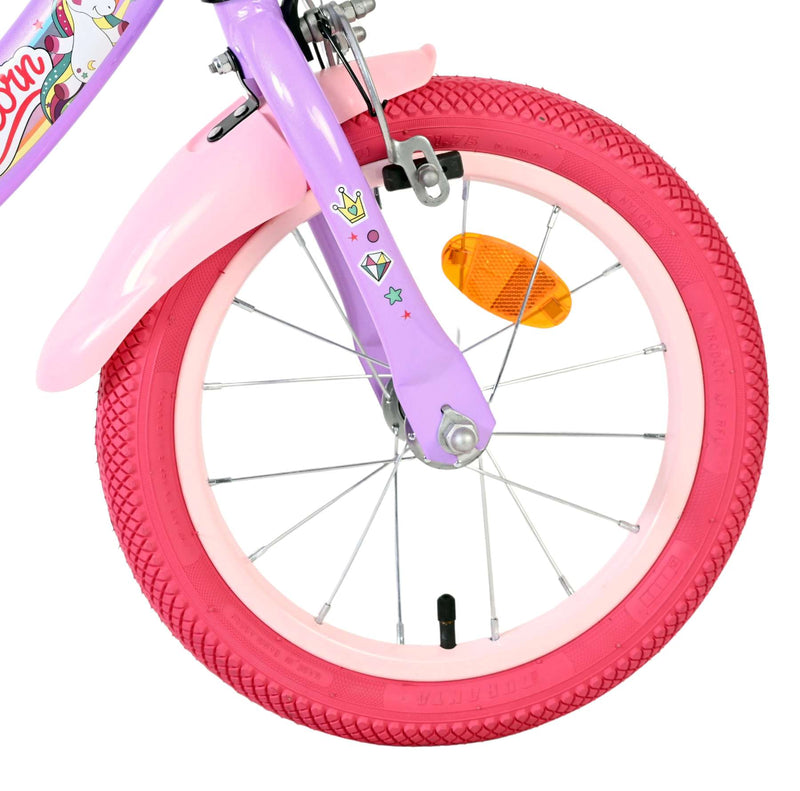 ギャラリービューアに画像をロードする, Volare unicorn kinderfiets - meisjes - 14 inch - paars