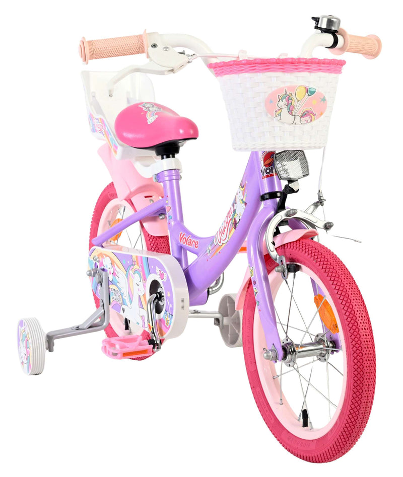 ギャラリービューアに画像をロードする, Volare unicorn kinderfiets - meisjes - 14 inch - paars