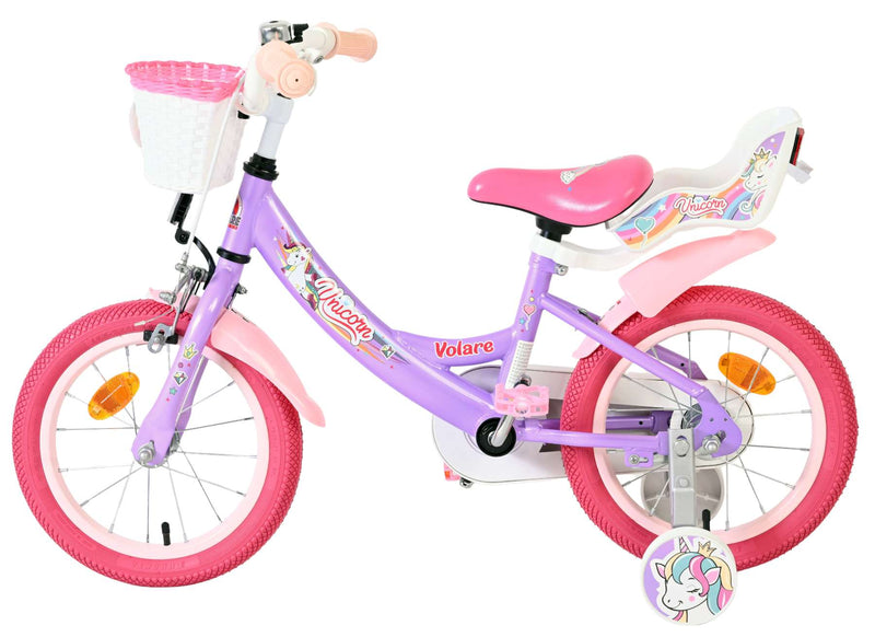 ギャラリービューアに画像をロードする, Volare unicorn kinderfiets - meisjes - 14 inch - paars