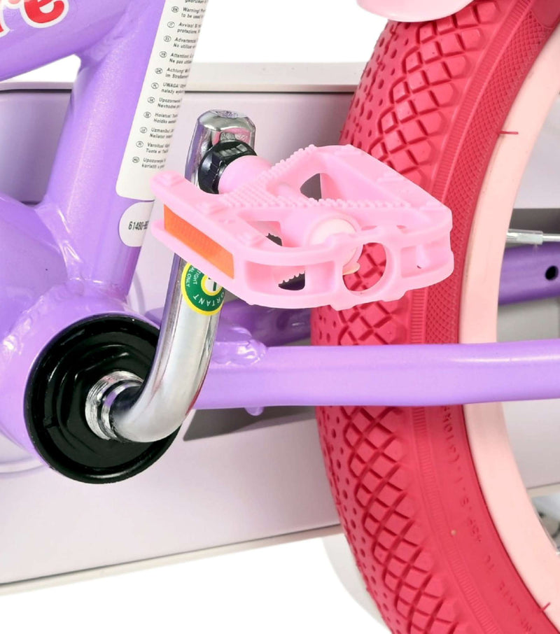 Afbeelding laden in galerijviewer, Volare unicorn kinderfiets - meisjes - 14 inch - paars - twee handremmen