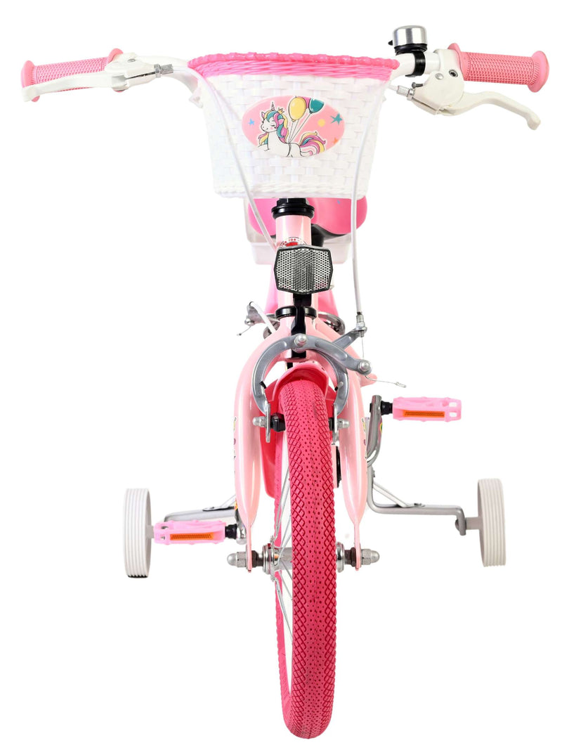 Afbeelding laden in galerijviewer, Volare unicorn kinderfiets - meisjes - 14 inch - roze - twee handremmen
