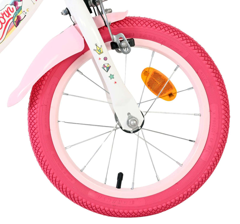 Afbeelding laden in galerijviewer, Volare unicorn kinderfiets - meisjes - 14 inch - wit - twee handremmen