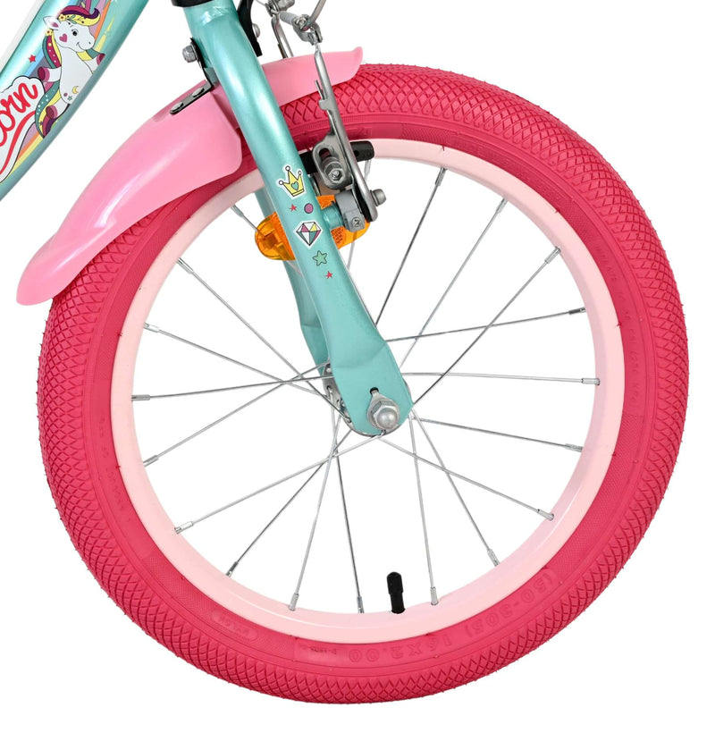 Afbeelding laden in galerijviewer, Volare unicorn kinderfiets - meisjes - 16 inch - groen - twee handremmen