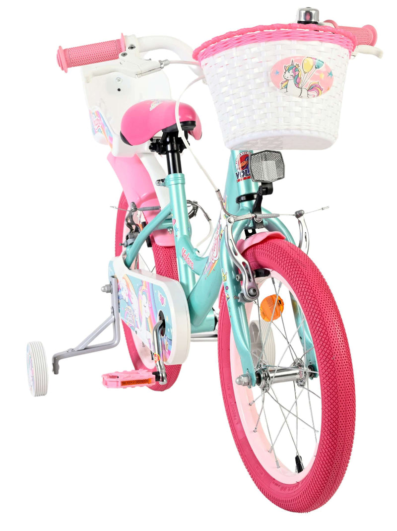 Afbeelding laden in galerijviewer, Volare unicorn kinderfiets - meisjes - 16 inch - groen - twee handremmen
