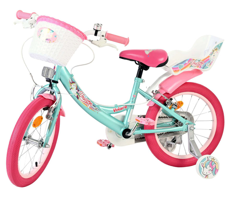 Laden Sie das Bild in Galerie -Viewer, Volare unicorn kinderfiets - meisjes - 16 inch - groen - twee handremmen