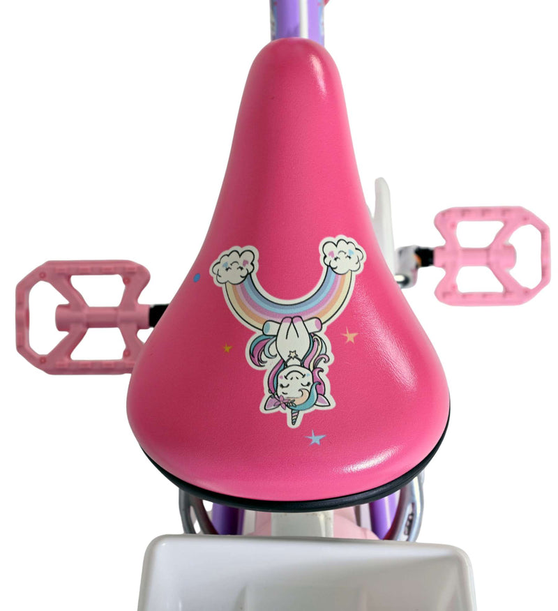 Afbeelding laden in galerijviewer, Volare unicorn kinderfiets - meisjes - 16 inch - paars - twee handremmen