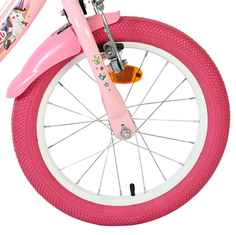Chargez l'image dans la visionneuse de la galerie, Volare unicorn kinderfiets - meisjes - 16 inch - roze - twee handremmen