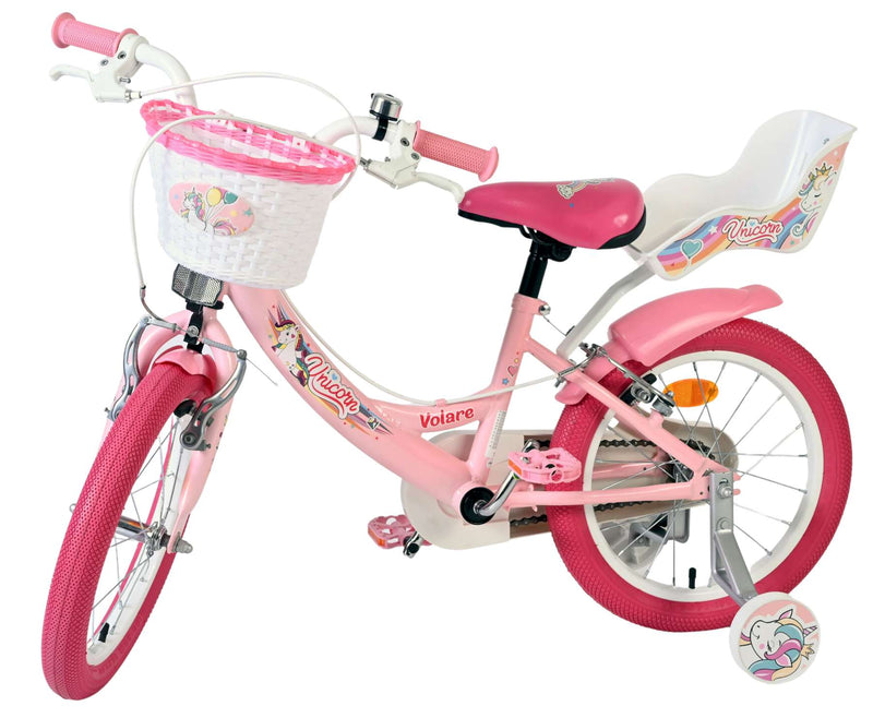 Chargez l'image dans la visionneuse de la galerie, Volare unicorn kinderfiets - meisjes - 16 inch - roze - twee handremmen
