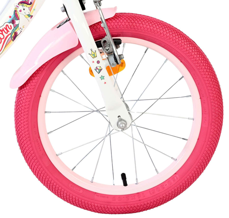 ギャラリービューアに画像をロードする, Volare unicorn kinderfiets - meisjes - 16 inch - wit - twee handremmen