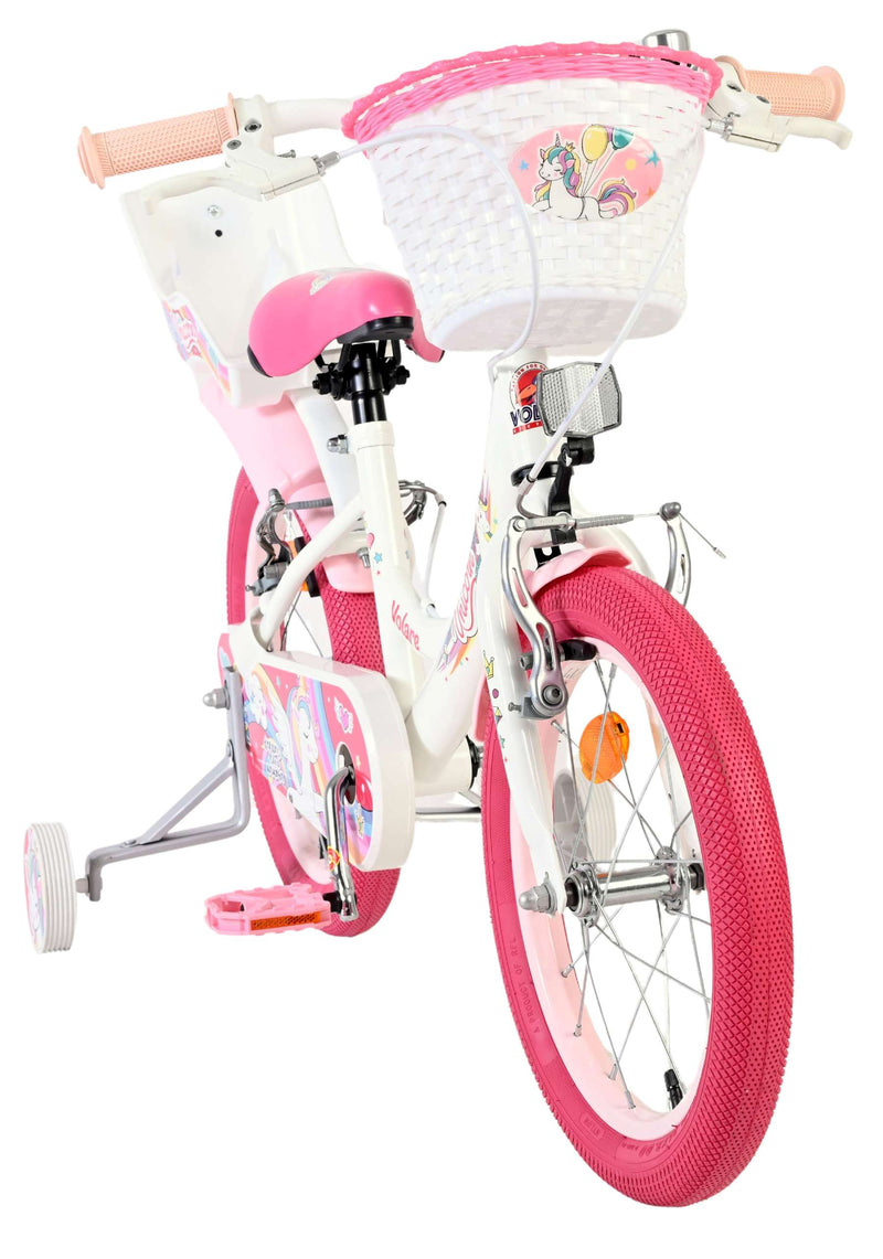 ギャラリービューアに画像をロードする, Volare unicorn kinderfiets - meisjes - 16 inch - wit - twee handremmen