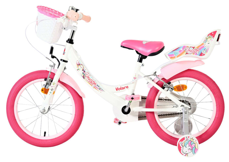 ギャラリービューアに画像をロードする, Volare unicorn kinderfiets - meisjes - 16 inch - wit - twee handremmen