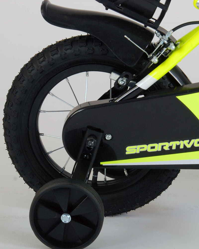 Load image into Gallery viewer, Volare Sportivo Kinderfiets Jongens 12 inch Neon Geel Zwart Twee Handremmen 95% afgemonteerd
