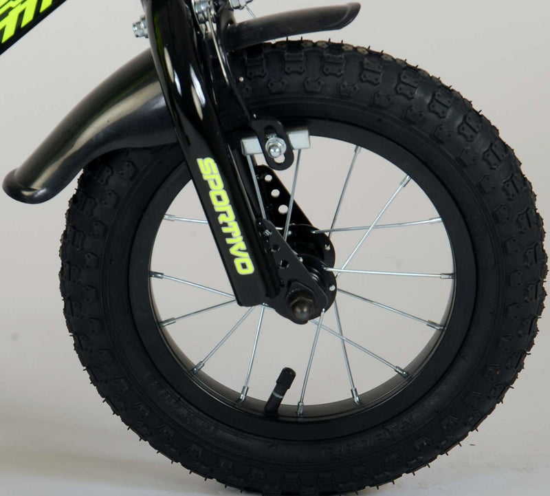 Load image into Gallery viewer, Volare Sportivo Kinderfiets Jongens 12 inch Neon Geel Zwart Twee Handremmen 95% afgemonteerd