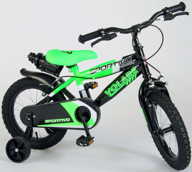 Load image into Gallery viewer, Volare Sportivo Kinderfiets Jongens 14 inch Neon Groen Zwart Twee Handremmen 95% afgemonteerd