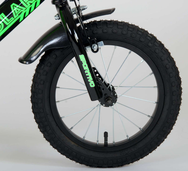Load image into Gallery viewer, Volare Sportivo Kinderfiets Jongens 14 inch Neon Groen Zwart Twee Handremmen 95% afgemonteerd