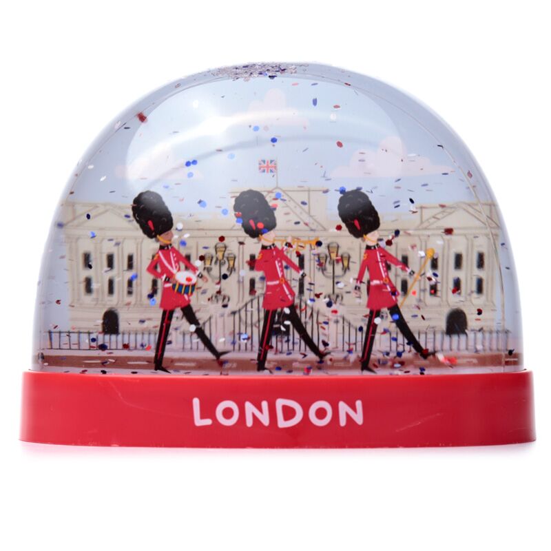Cargue la imagen en el visor de la galería, Londen souvenir koninklijke wachter op parade large glitter sneeuwbol