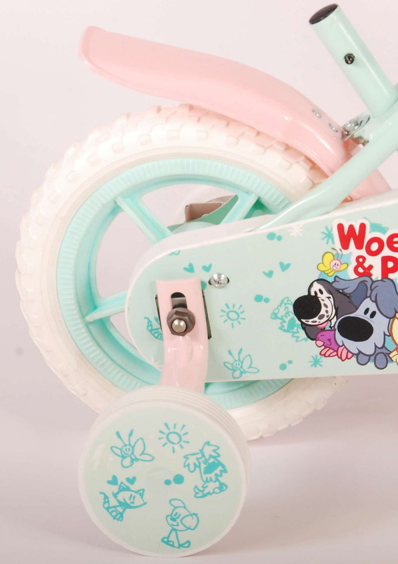 Load image into Gallery viewer, Woezel Pip Pip Kinderfiets Meisjes 10 inch Mint Blauw Roze Doortrapper