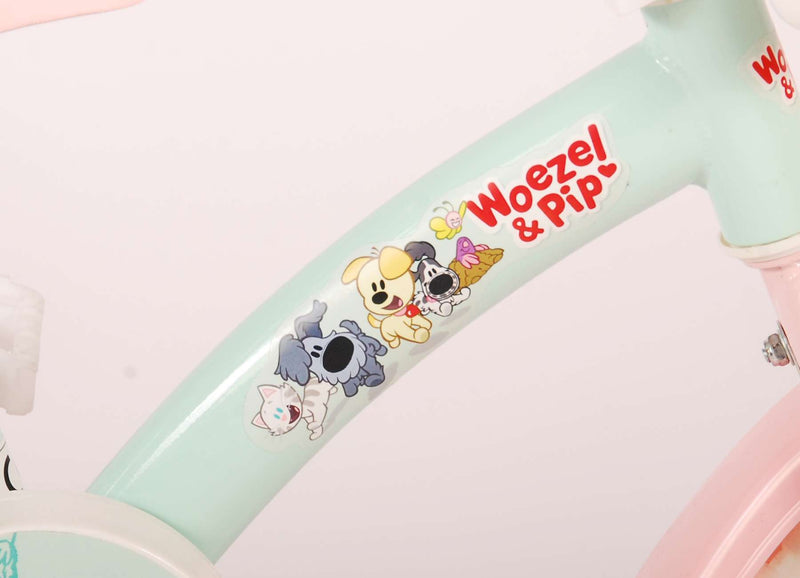 Load image into Gallery viewer, Woezel Pip Pip Kinderfiets Meisjes 10 inch Mint Blauw Roze Doortrapper