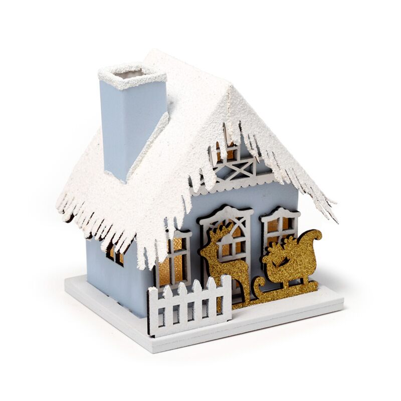 Cargue la imagen en el visor de la galería, Gouden slee scene kerstmis huis led decoratie