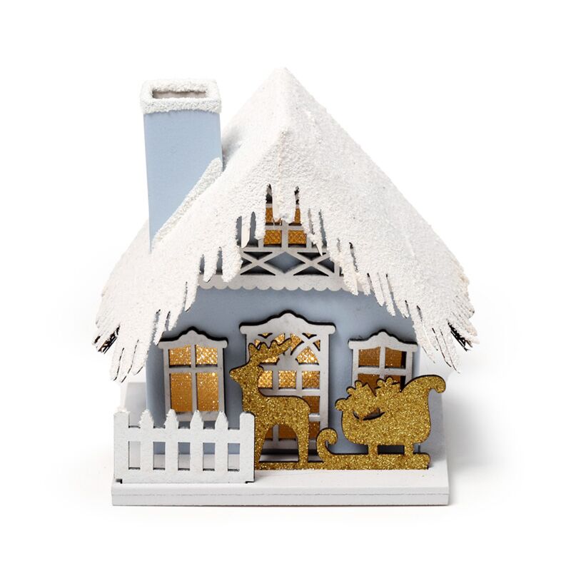 Cargue la imagen en el visor de la galería, Gouden slee scene kerstmis huis led decoratie