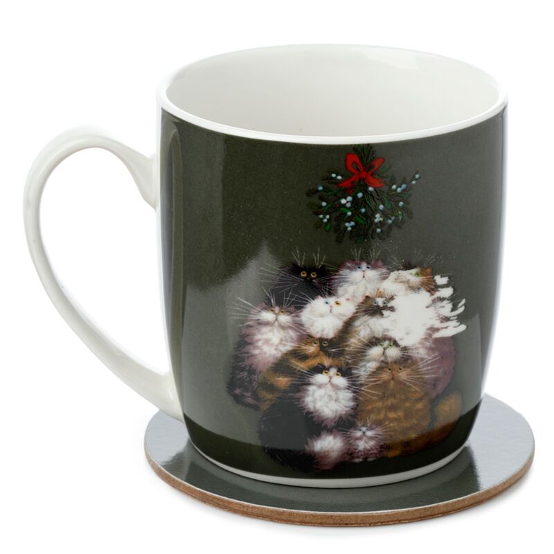 Cargue la imagen en el visor de la galería, Kim haskins 12 katten voor kerstmis porselein mok onderzetter