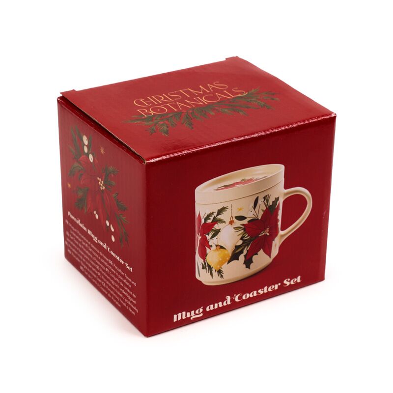 Load image into Gallery viewer, Christmas botanicals porselein mok onderzetter set