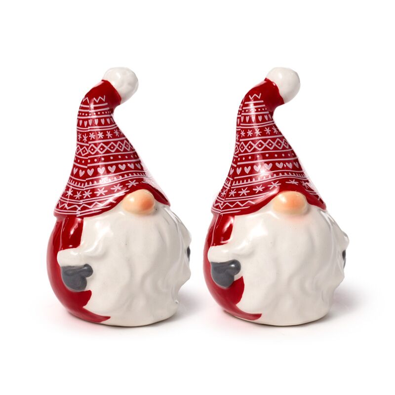Laden Sie das Bild in Galerie -Viewer, Scandi kerstmis gnoom keramiek peper- en zoutstel