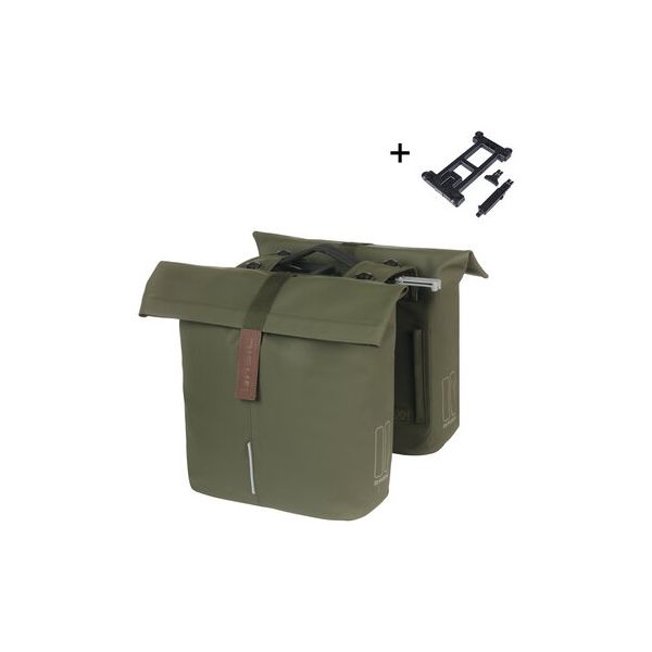 Load image into Gallery viewer, Basil dubbele fietstas city mik 28 - 32 liter - moss green