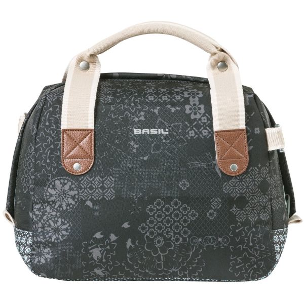 Load image into Gallery viewer, Basil Bohème City Bag - elegante groene hand-, schouder- en stuurtas voor dames, geschikt voor elektrische fietsen en stadsfietsen - zwart