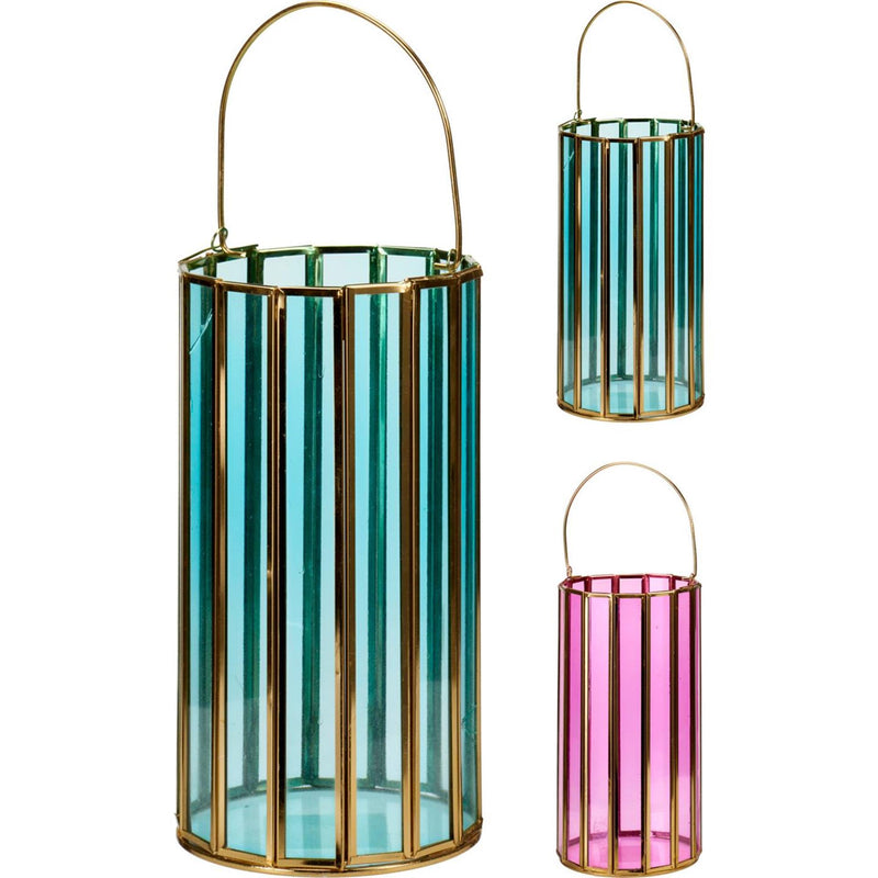 Afbeelding laden in galerijviewer, Home styling lantaarn glas 23cm 2 assorti