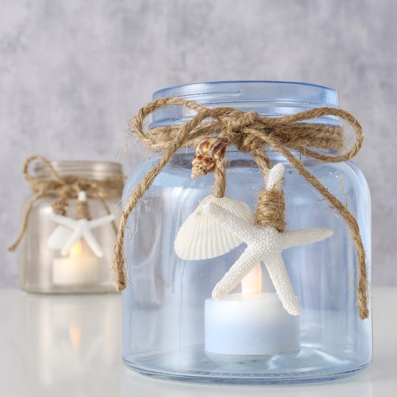 Afbeelding laden in galerijviewer, Boltze home windlicht calas met zee decoratie dia11x11,5cm glas blauw bruin