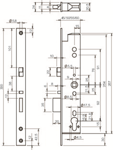 Laden Sie das Bild in Galerie -Viewer, Abloy el260 paniekdeurslot | signalering | zelfvergrendelend | dm40mm | pc92mm | voorplaat rvs 24x300mm rechthoekig | dr 1+2+3+4 - 10013784