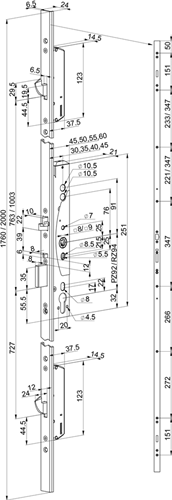 ギャラリービューアに画像をロードする, Abloy el466 veiligheidspaniekmeerpuntssluiting | enkelzijdig krukgestuurd | zelfvergrendelend | skg*** | dm35mm | pc92mm | voorplaat rvs 24x2000mm u-vormig | 12 24v dc | dr 1+2+3+4 - 10037688