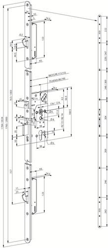 ギャラリービューアに画像をロードする, Abloy el566-vlak veiligheidspaniekmeerpuntssluiting | enkelzijdig krukgestuurd | zelfvergrendelend | skg*** | dm60mm | pc72mm | voorplaat rvs 24x1760mm afgerond | 12 24v dc | dr 1+2+3+4 - 10037694