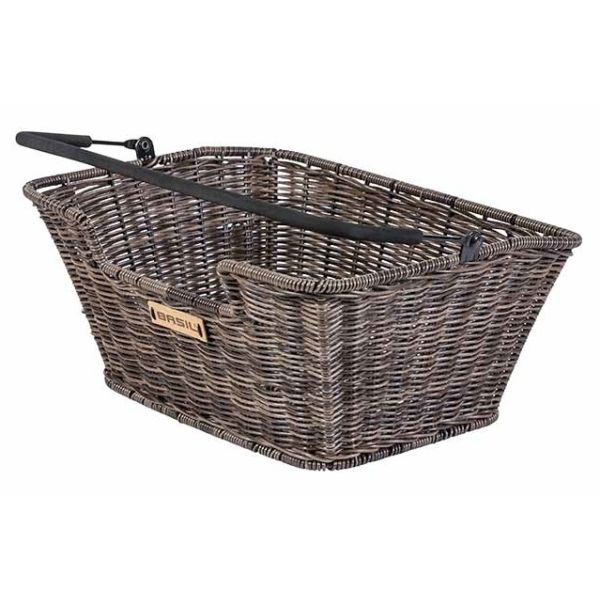 Load image into Gallery viewer, Basil Capri Rattan Look - fietsmand - achterop - bruin