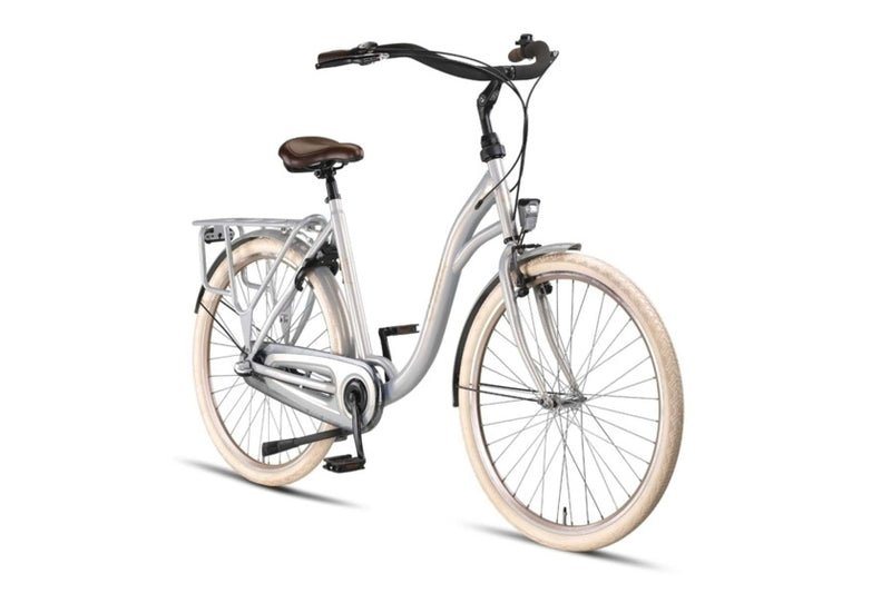 Load image into Gallery viewer, Altec sweet moederfiets 28 inch 56 cm dames 3v rollerbrake zilver
