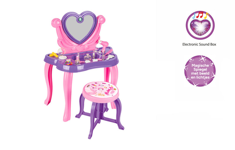 Load image into Gallery viewer, Pilsan Heart speelgoedmake-uptafel met geluid paars 21-delig