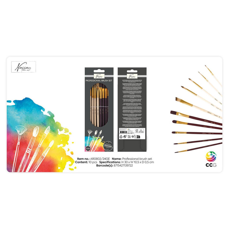 Load image into Gallery viewer, Nassau professionele penselenset 10-dlg
