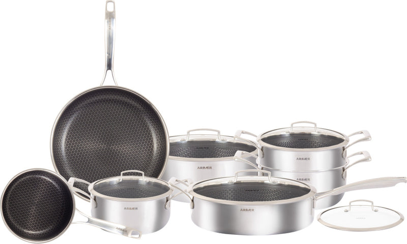 Load image into Gallery viewer, Arbaer 12-delige pannenset inductie met honingraat anti-aanbaklaag