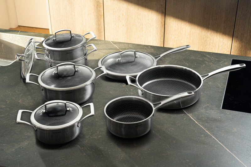 Load image into Gallery viewer, Arbaer 12-delige pannenset inductie met honingraat anti-aanbaklaag