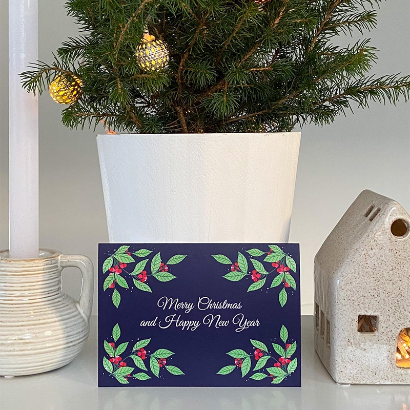 Afbeelding laden in galerijviewer, Art by andu wenskaart christmas blue
